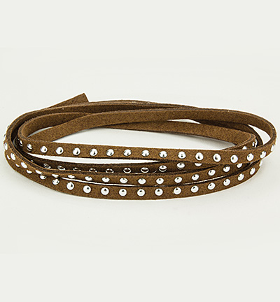 12318-1802 - Hobby Crafting Fun - Cord With Studs Brown - Faux Suède Cord