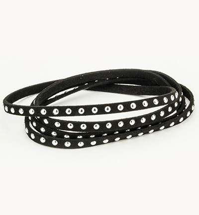 12318-1805 - Hobby Crafting Fun - Cord With Studs Black - Faux Suède Cord