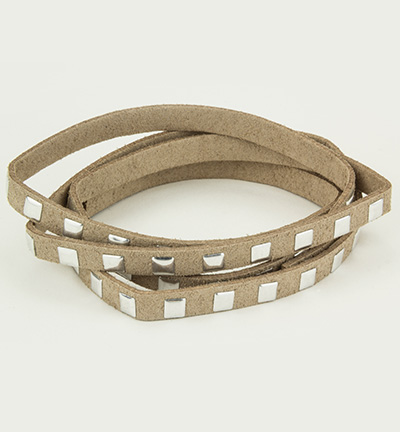 12318-1821 - Hobby Crafting Fun - Cord With Studs Sand - Faux Suède Cord