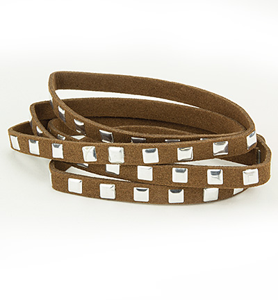 12318-1822 - Hobby Crafting Fun - Cord With Studs Brown - Faux Suède Cord