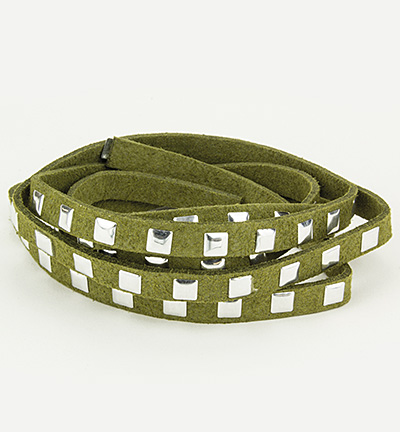 12318-1823 - Hobby Crafting Fun - Cord With Studs Olive Green - Faux Suède Cord