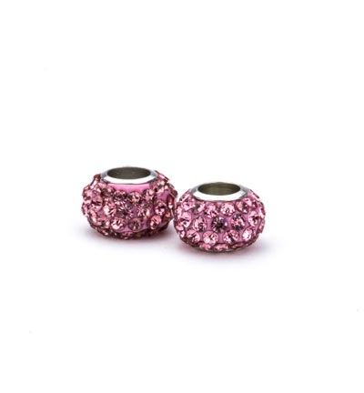 12350-5008 - Hobby Crafting Fun - Clay Bead Light Rose - Clay Beads with Strass 8x13mm