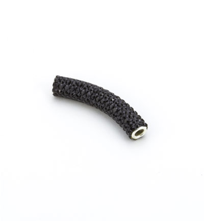 12351-5021 - Hobby Crafting Fun - Clay Bead Black - Clay Beads with Strass 9x48mm