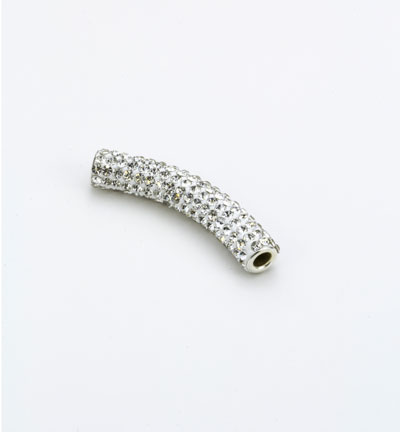 12351-5022 - Hobby Crafting Fun - Clay Bead White - Clay Beads with Strass 9x48mm