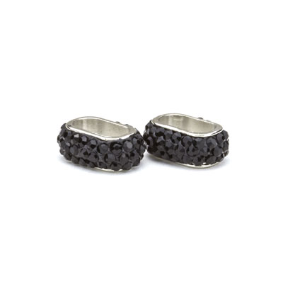 12351-5101 - Hobby Crafting Fun - Clay Bead Black - Clay Beads with Strass 12x6mm