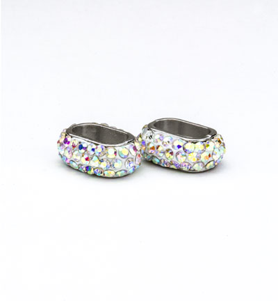 12351-5103 - Hobby Crafting Fun - Clay Bead AB White - Clay Beads with Strass 12x6mm