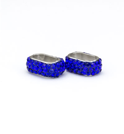 12351-5104 - Hobby Crafting Fun - Clay Bead Royal Blue - Clay Beads with Strass 12x6mm