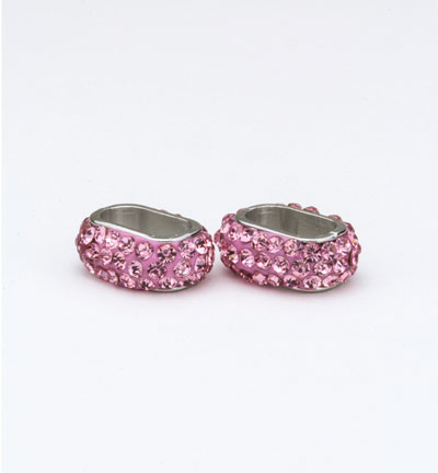 12351-5108 - Hobby Crafting Fun - Clay Bead Light Rose - Clay Beads with Strass 12x6mm
