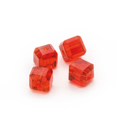 11809-2602 - Hobby Crafting Fun - Square glass beads, Red - Square Beads