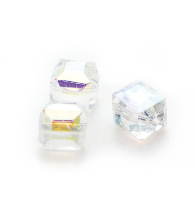 11809-1015 - Hobby Crafting Fun - Square glass beads, Ab Clear - Square Beads