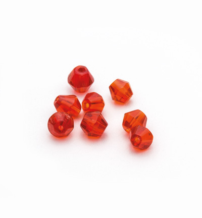 11809-2302 - Hobby Crafting Fun - Diamond glass beads, Red - Bicone Beads