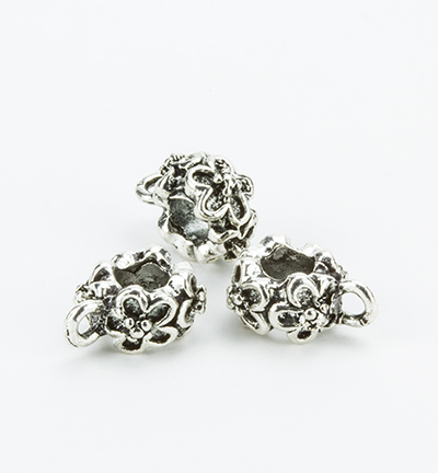 12388-8802 - Hobby Crafting Fun - Flower Beads with hanger, Platinum - Beads with hanger