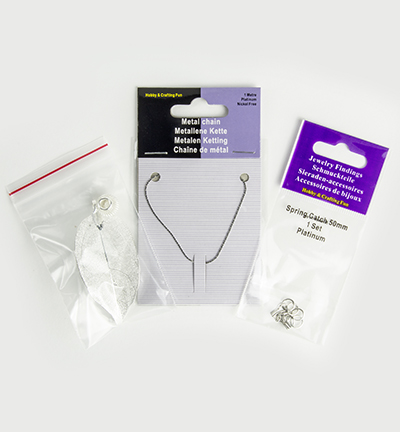 12391-9101 - Hobby Crafting Fun - Set Leaves, Silver - Halsketting