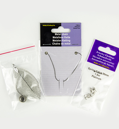 12391-9102 - Hobby Crafting Fun - Set Leaves, Platinum - Halsketting