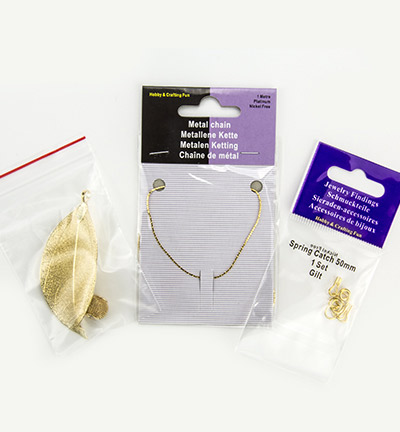 12391-9103 - Hobby Crafting Fun - Set Leaves, Gold - Halsketting