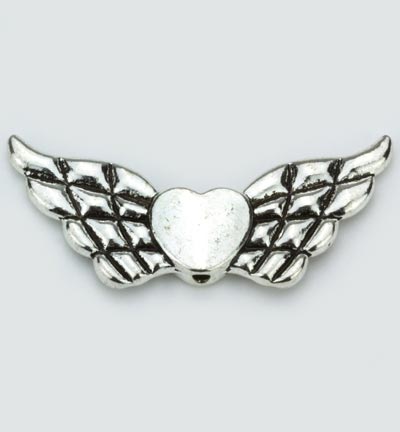 12419-1903 - Hobby Crafting Fun - Angel Wings with Heart, Platinum, 21x41mm, 2pcs - Angel Wings