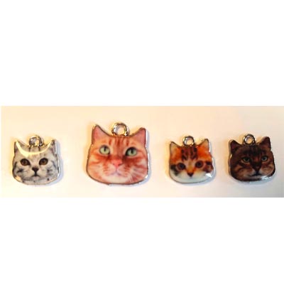 12424-2413 - Hobby Crafting Fun - Metal Charms, Cat with 3 kittens - Charms 12424-2413 - Hobby Crafting Fun - Metal Charms, Cat with 3 kittens - Charms