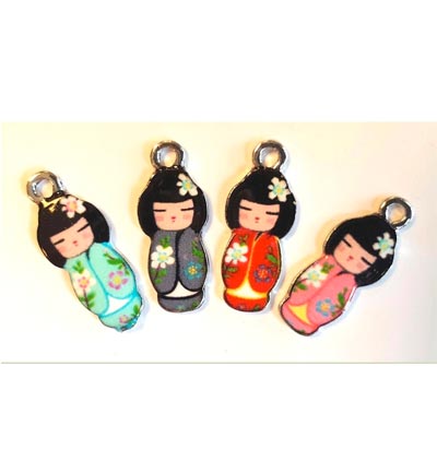 12424-2422 - Hobby Crafting Fun - Metal Charms, Japanese Dolls - Charms 12424-2422 - Hobby Crafting Fun - Metal Charms, Japanese Dolls - Charms
