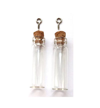 12423-2304 - Hobby Crafting Fun - Mini Bouteilles verre, +bouchon & accroche vis - Glass Bottles