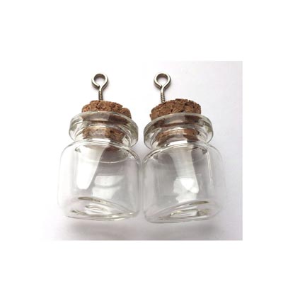 12423-2306 - Hobby Crafting Fun - Mini Bouteilles verre, +bouchon & accroche vis - Glass Bottles