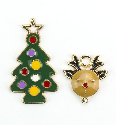 12422-2203 - Hobby Crafting Fun - X-mas tree & little reindeer - Christmas Charms