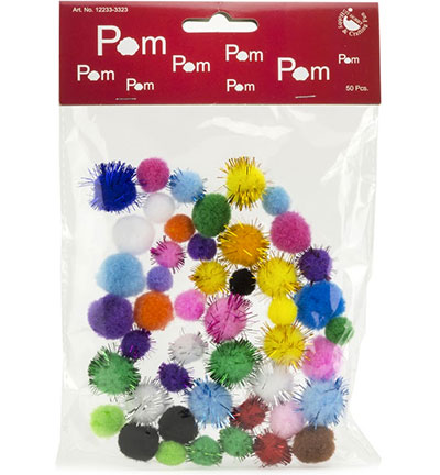 12233-3323 - Hobby Crafting Fun - Mix PomPom Set, Assorti - Chenille / PomPom