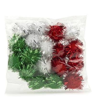 12233-3331 - Hobby Crafting Fun - Mix PomPom Set, Noël Glitter - 