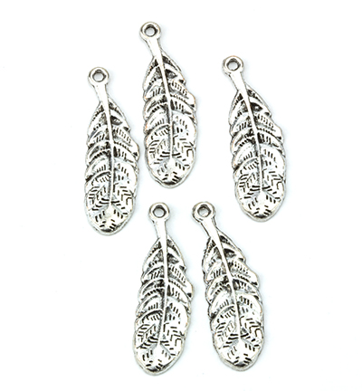 12419-1912 - Hobby Crafting Fun - Metal Charms, Feathers, Platinum - Feathers