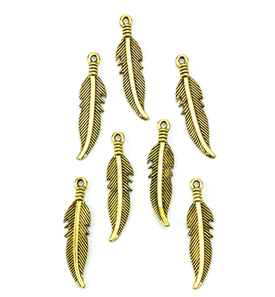 12419-1930 - Hobby Crafting Fun - Metal Charms, Feathers, Gold - Feathers