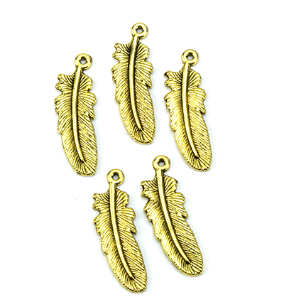 12419-1931 - Hobby Crafting Fun - Metal Charms, Feathers, Gold - Feathers