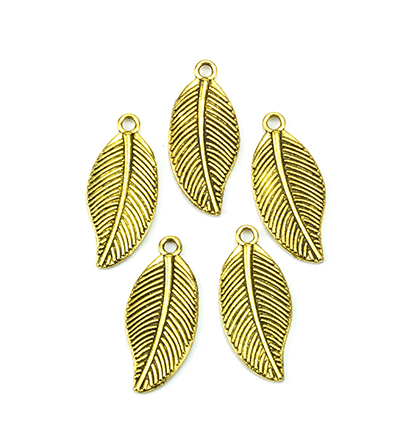 12419-1933 - Hobby Crafting Fun - Metal Charms, Leaves, Gold - Leaves