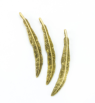 12419-1936 - Hobby Crafting Fun - Metal Charms, Feathers, Gold - Feathers