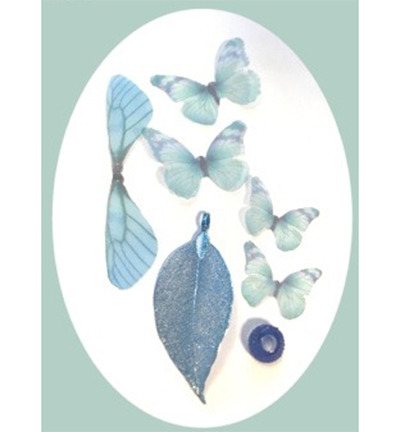 12448-4801 - Hobby Crafting Fun - Real Leaves & Organza Butterflies Set - Set feuille et papillon