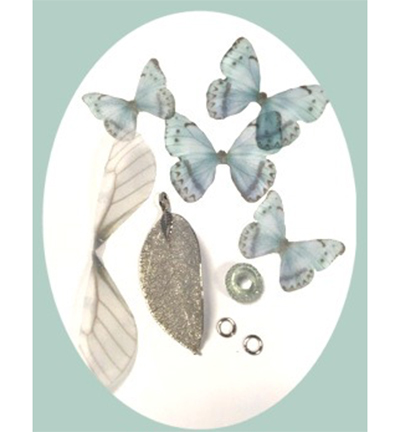 12448-4804 - Hobby Crafting Fun - Real Leaves & Organza Butterflies Set - Set feuille et papillon
