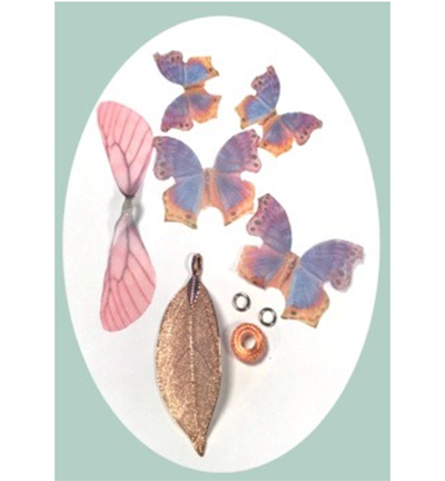 12448-4805 - Hobby Crafting Fun - Real Leaves & Organza Butterflies Set - Set feuille et papillon