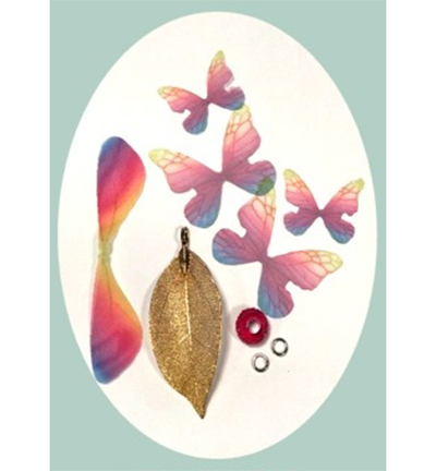 12448-4806 - Hobby Crafting Fun - Real Leaves & Organza Butterflies Set - Set feuille et papillon