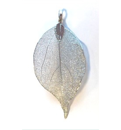 12452-5204 - Hobby Crafting Fun - Natural Leaf with Hanger, Platinum - Natural Leaf with hanger