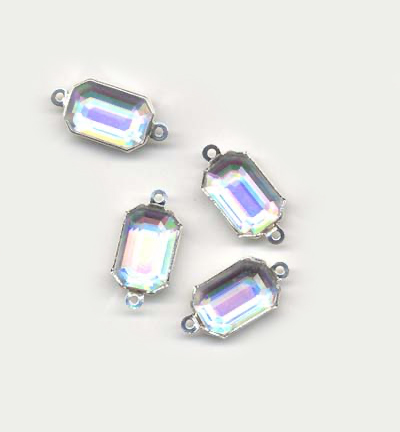12112-1221 - Hobby Crafting Fun - Jewelry Links, Ice Crystal AB, rectangle - Bijoux Liens