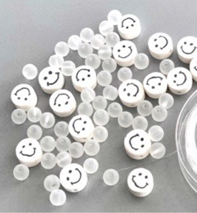 12438-3801 - Hobby Crafting Fun - Katsuki Smileys & beads, White - 