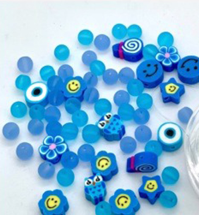 12438-3802 - Hobby Crafting Fun - Katsuki Smileys & beads, Blue - 