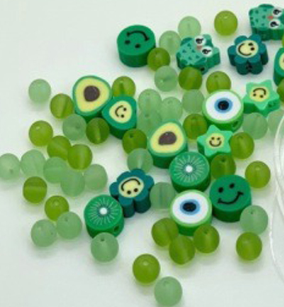12438-3806 - Hobby Crafting Fun - Katsuki Smileys & beads, Green - 