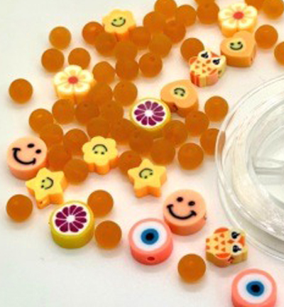 12438-3808 - Hobby Crafting Fun - Katsuki Smileys & beads, Orange - 