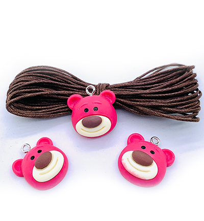 12415-1606 - Hobby Crafting Fun - Toy Charms: 3 Bears & cotton cord - Toy Charms