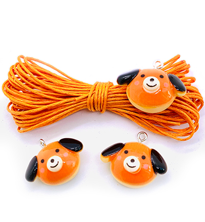 12415-1610 - Hobby Crafting Fun - Toy Charms: 3 Dogs & cotton cord - 12415-1610 - Hobby Crafting Fun - Toy Charms: 3 Dogs & cotton cord -