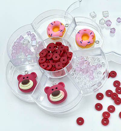 12415-1623 - Hobby Crafting Fun - Bear luv donuts 4 toy charms & katsuki beads/glass beads - 12415-1623 - Hobby Crafting Fun - Bear luv donuts 4 toy charms & katsuki beads/glass beads -