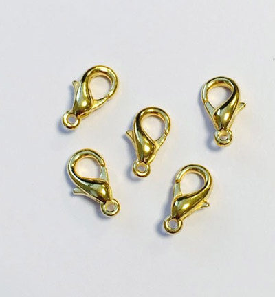11808-1232 - Hobby Crafting Fun - Lobster clasp, 12mm, Gold - 11808-1232 - Hobby Crafting Fun - Lobster clasp, 12mm, Gold -