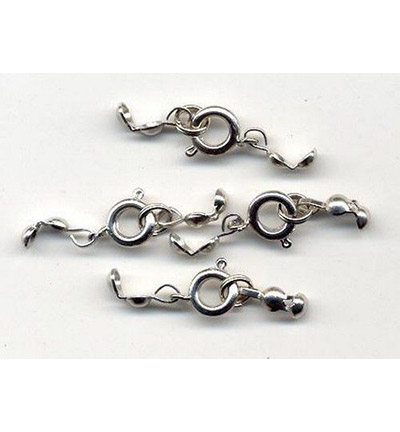 11808-1321 - Hobby Crafting Fun - Spring clasp+d.splitring+calottes, 7mm, Platinum - 11808-1321 - Hobby Crafting Fun - Spring clasp+d.splitring+calottes, 7mm, Platinum -