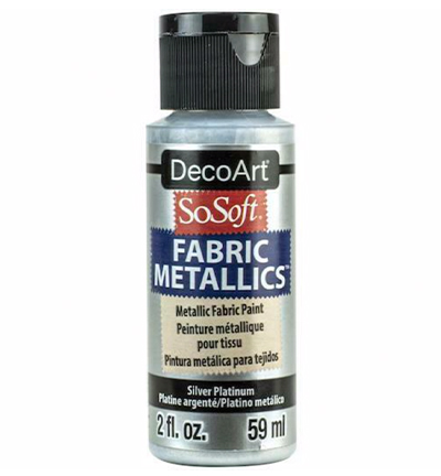 DSM02-30 - DecoArt - Metallics Paint, Silver Platinum - SoSoft Fabric Metallics 59ml