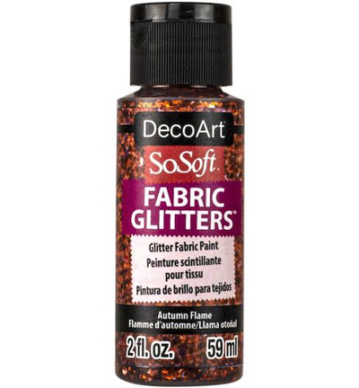 DSSFG09-30 - DecoArt - Glitters Paint, Autumn Flame - SoSoft Fabric Glitters 59ml