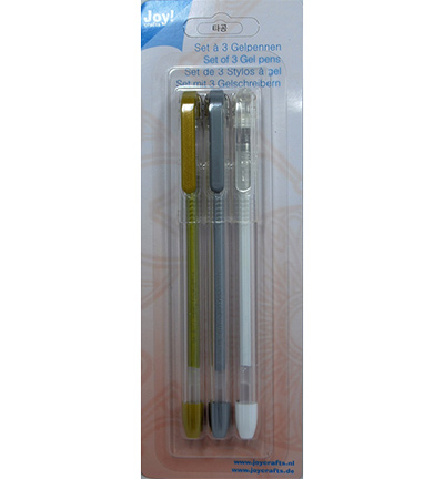 6200/0102 - Joy!Crafts - (3) Or / Argent / Blanc - Gel pennen